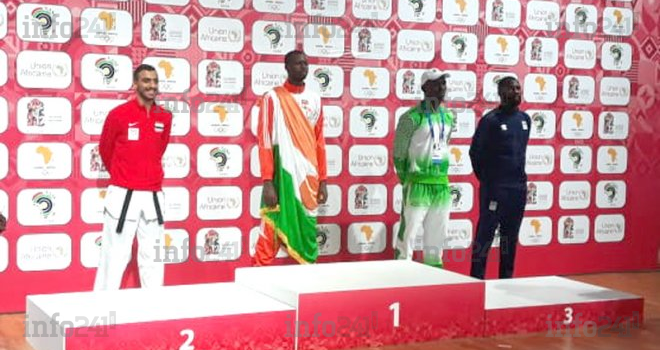 Jeux Africains 2019 : cérémonie de remise de médailles taekwondo +87 kg
